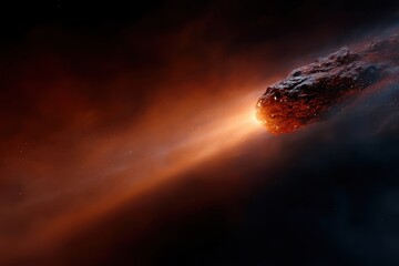 Fiery Celestial Passage: Witness the awe-inspiring spectacle of a celestial object hurtling through the cosmos. An illustration of cosmic event.