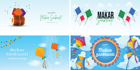 Bright Makar Sankranti Kite Banners