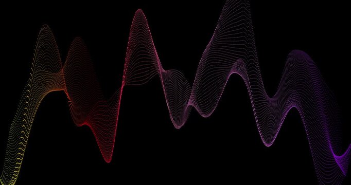 Abstract trails of particles undulate across a dark background, creating dynamic patterns. Their shimmering movement creates a sense of digital energy and depth.