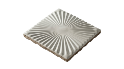 Elegant white square tile with sunburst pattern