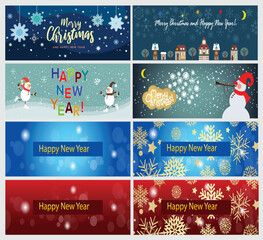 Christmas And New Year Banner Set