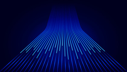 Glowing blue motion lines representing high speed fiber optics, data transfer, and digital connectivity technology. Ideal for network, internet, and cloud computing themes.