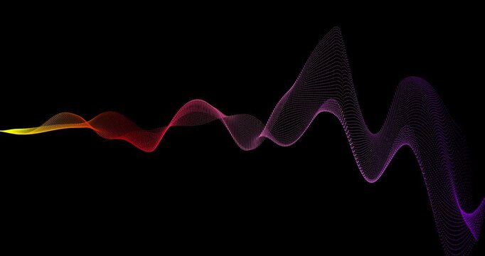 Abstract trails of particles undulate across a dark background, creating dynamic patterns. Their shimmering movement creates a sense of digital energy and depth.