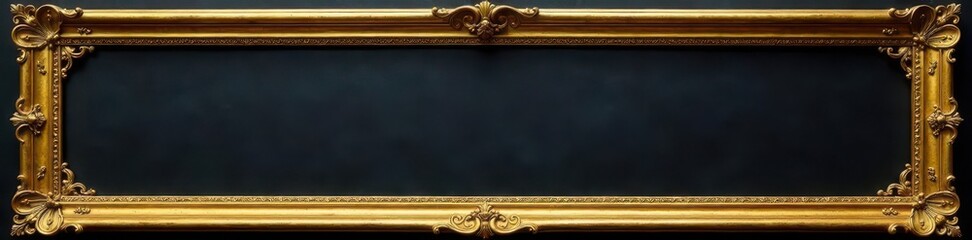 Ornate gilded golden rectangle frame, vintage style, worn frame, carved frame, classic frame