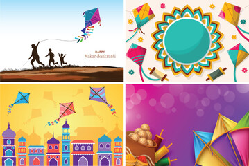 Colorful Makar Sankranti Festival Art