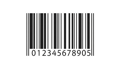 A black and white barcode with numbers on a plain background