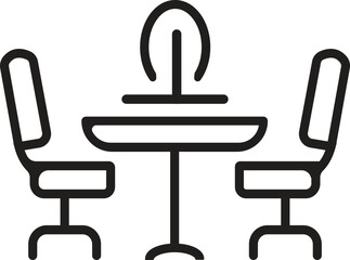 Black silhouette meeting table icon representing conference discussion workspace design