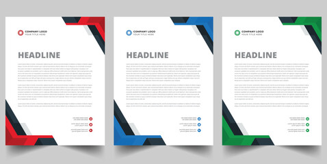 Modern Corporate Letterhead Template with Geometric Red and Black Accents