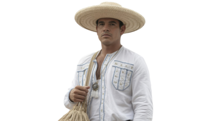 Colombian man in traditional attire and straw hat