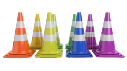 Colorful traffic cones