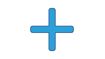 Obraz premium A blue plus sign icon on a white background, symbolizing addition and growth