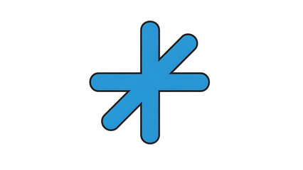 Fototapeta premium A blue asterisk symbol on a white background, representing a vector graphic design element