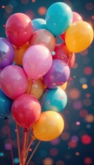 Scattered colorful balloons, blurred background, bokeh effect, bokeh, bokeh effect