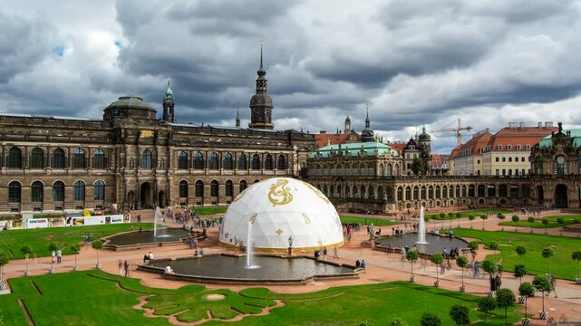 Zwinger Palace with Dome Tent and Fountains