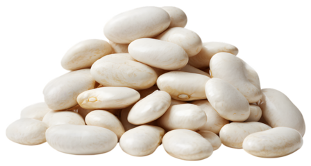 A pile of fresh, white beans, representing healthy eating and delicious cuisine. These beans are perfect for cooking, offering both visual appeal and nutritious value.