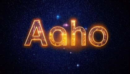 Glowing Aaho Text Against a Starry Night Sky - Digital Art Illustration.