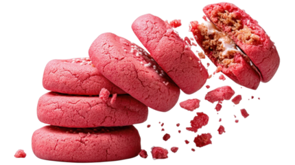 Pink cookies with sprinkles falling apart sweet dessert food