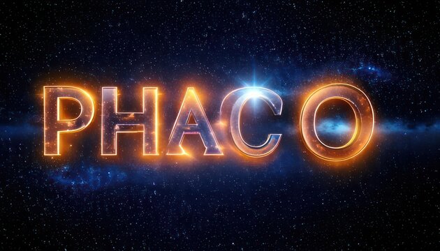Glowing PHACO Text in Space - A Captivating Visual Display of Light and Typography.