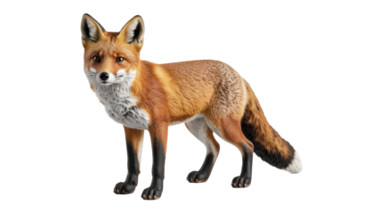 Red fox standing alert