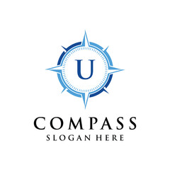 Naklejka premium Initial letter U compass navigation logo design inspiration 