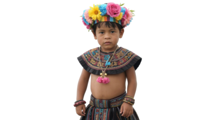 Young boy in traditional Mayan clothing