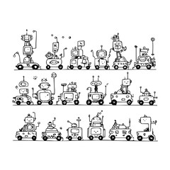 Robots Driving Various Vehicles on Road