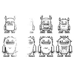 Monsters Smiling and Expressing Emotions in Black and White