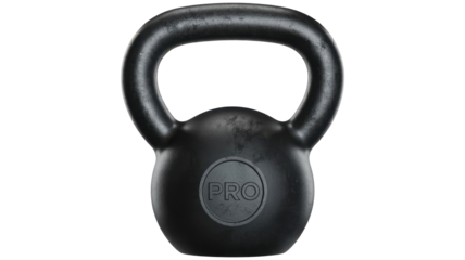Black kettlebell with handle for strength training