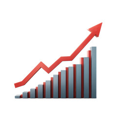 Growth success arrow chart business isolated on transparent background