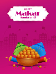 Happy Makar Sankranti holiday India festival background