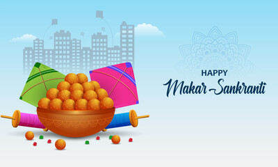 Happy Makar Sankranti holiday India festival background