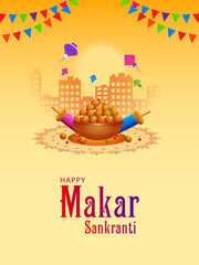 Happy Makar Sankranti holiday India festival background