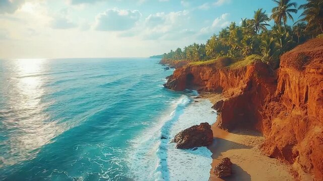 coastal cliffs of varkala kerala india video