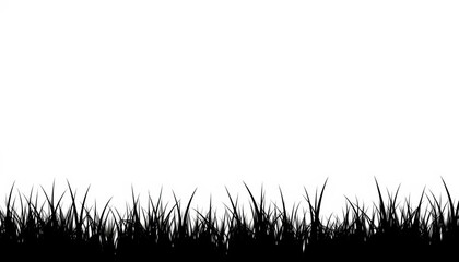 Naklejka premium Continuous, unbroken line of grass silhouette against light background, wallpaper, lawn