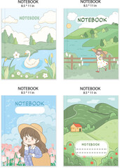 Cute Pastel Landscape Notebook Covers