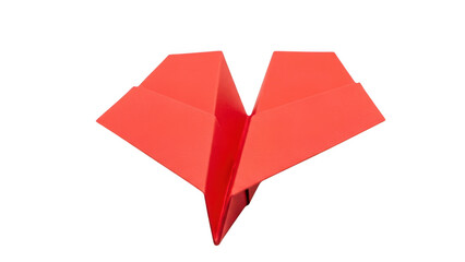 Bright red origami bird in flight