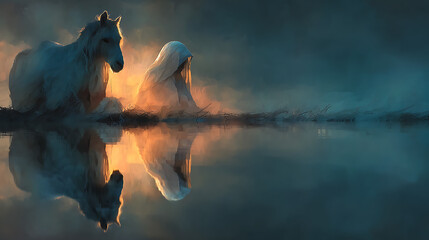 Abstract nativity art tranquil soft diffused light pastel spectrum mirrorlike reflections crisp focus hdr rendered jpeg logo watermark text caption SEO Optimized light tidy serene polished clean