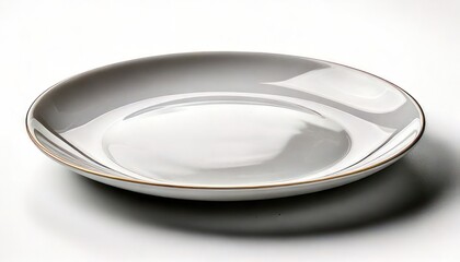 Elegant White Ceramic Plate Isolated on a Clean White Background, Perfect for Culinary Presentations.