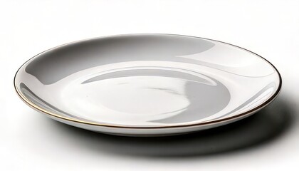Elegant white porcelain plate with a golden rim, perfect for serving delicious meals and culinary creations.