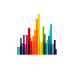 Colorful abstract bar chart illustration isolated on transparent background