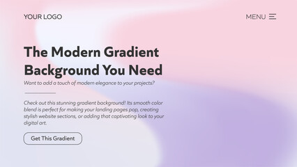 Gradient background for a modern landing page design featuring smooth pink, purple, and white color blends and a clean, minimalist header and call to action