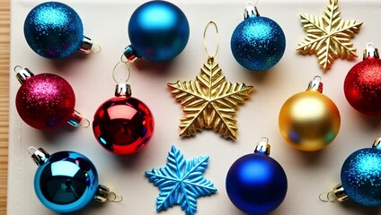 colorful tree ornaments shining accents adorn soft beige canvas perfect adding personal holiday touch