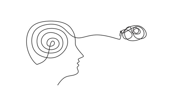 Two Heads Swirling Lines Animated Outline Sketch Connection