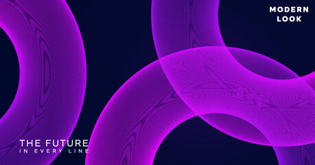 Vibrant purple geometric rings for website header, social media banner or futuristic ad background for mobile app launch and digital marketing campaign