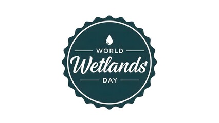 World Wetlands Day emblem with water drop icon on white background