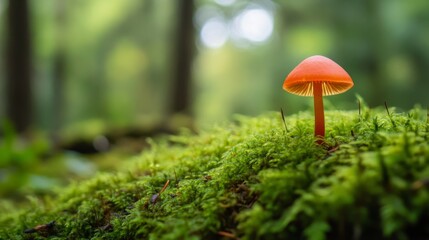 small fungus that grows on the mossy forest floor generative ai