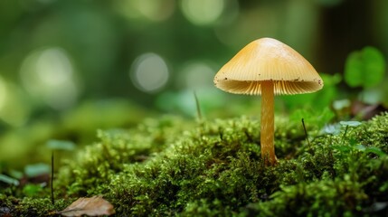 small fungus that grows on the mossy forest floor generative ai