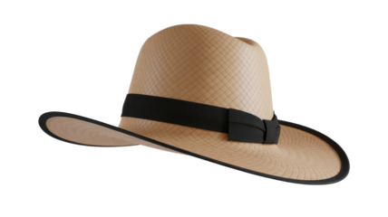 Elegant straw fedora hat with black band
