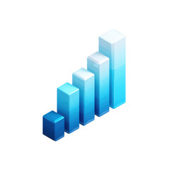 Blue graph chart data visualization isolated on transparent background