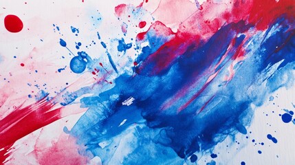 splash of watercolor paint mixing blue and red on paper generative ai